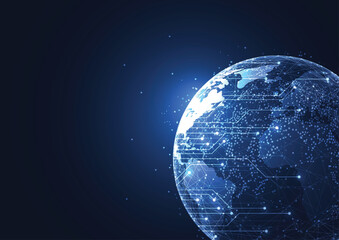 Global network connection with graph in futuristic concept for financial. World map point and Global business. Vector Illustration