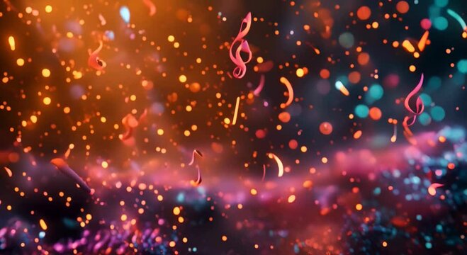 noise party background with multicolor music notes