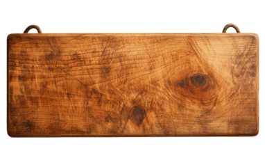 Wooden Cutting Board.. The cutting board appears smooth and well-maintained, ready for food preparation. on a White or Clear Surface PNG Transparent Background.