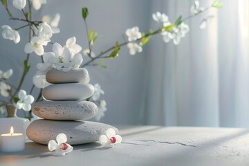 zen stones and flowers