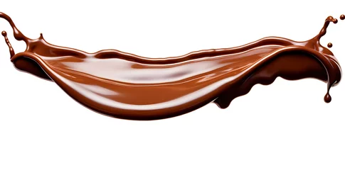 Foto op Plexiglas Melted Chocolate wavy splash isolated on white background © Oksana