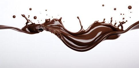 Melted Chocolate wavy splash isolated on white background