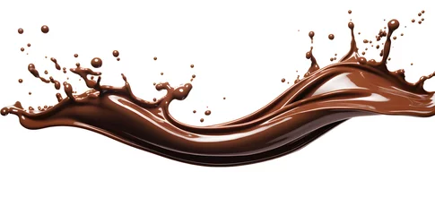Foto op Plexiglas Melted Chocolate wavy splash isolated on white background © Oksana