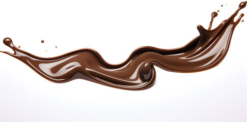 Melted Chocolate wavy splash isolated on white background