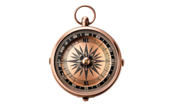 Compass. A compass, a navigational instrument used for finding directions. on a White or Clear Surface PNG Transparent Background.