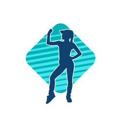 Silhouette of a slim female in dance pose. Silhouette of a woman dancing.