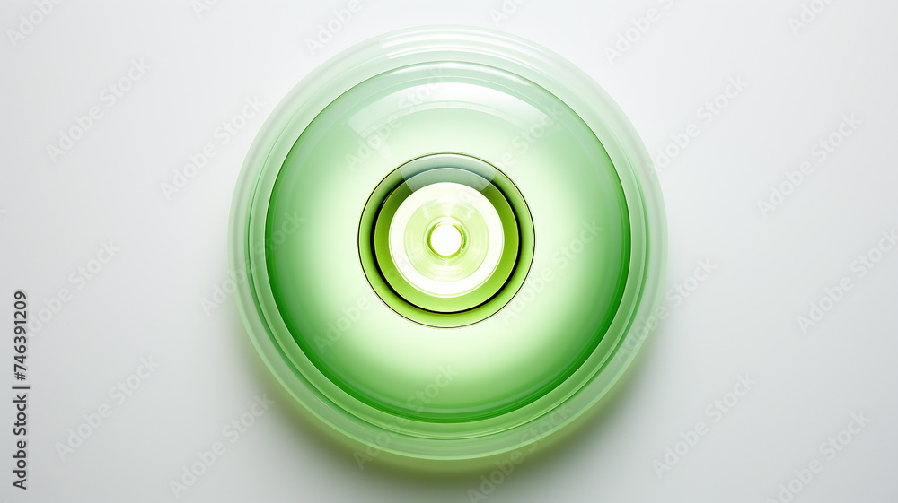 Poster green light fluorescent button isolated on the background of computer graphics website design