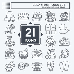Icon Set Breakfast. related to Food, Diner symbol. line style. simple design editable. simple illustration
