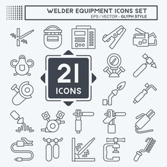Icon Set Welder Equipment. related to Building Tool symbol. line style. simple design editable. simple illustration