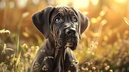 Capture the endearing innocence of a Great Dane puppy  - obrazy, fototapety, plakaty