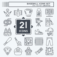 Icon Set Baseball. related to Sport symbol. line style. simple design editable. simple illustration