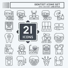 Icon Set Dentist. related to Medice symbol. line style. simple design editable. simple illustration