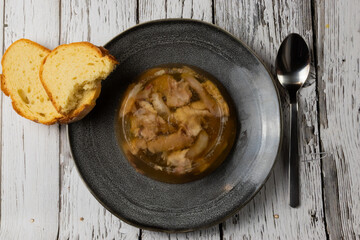 Aspic on a plate with bread