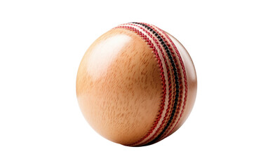 Wooden Cricket Ball. The ball is spherical in shape with a smooth texture. It is commonly used in sports like cricket for bowling and batting. on a White or Clear Surface PNG Transparent Background.