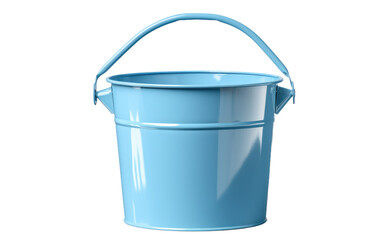 Blue Bucket With Handle. A. The bucket is empty and ready for use, showing its simple and practical design. on a White or Clear Surface PNG Transparent Background.