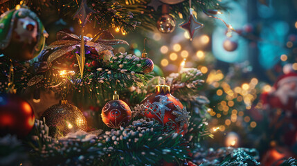 Obraz na płótnie Canvas Part of decorated Christmas tree