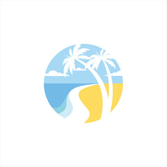 Beach Logo and Summer logo template vector illustration, Template for logo on the theme of tourism with a palm trees.