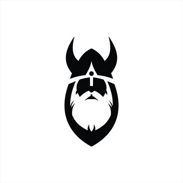 Ancient viking head logo for mascot design. Vector illustration