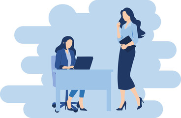 Obraz premium 打合せをする女性たちのイラスト