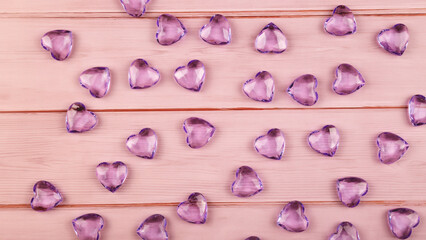 Happy Valentine's day hearts on wooden background. Love concept for mother's day and valentine's day.