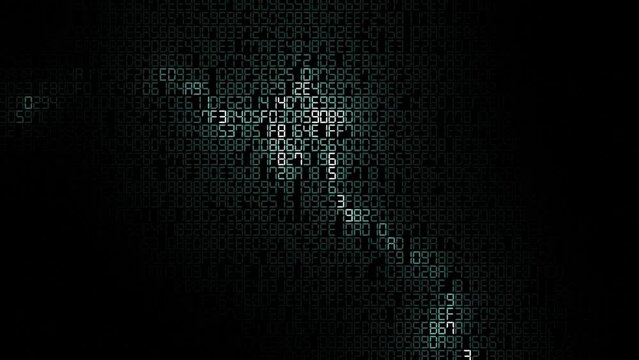 Abstract digital artwork of a glitch error screen with colorful hexadecimal code overlay.