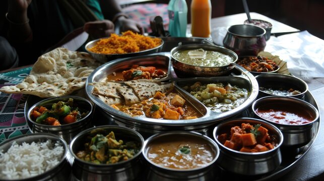Indian foods on the table, AI generated Image