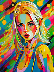 Fototapeta premium Colourful PopArt Illustration Of A Female Model