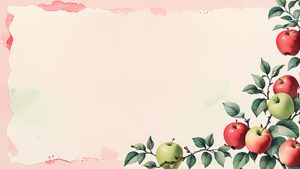 Fototapeta premium background with apples and leaves