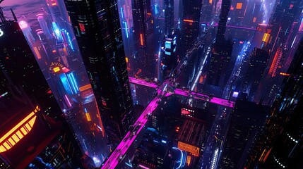 Fototapeta na wymiar Abstract neon city icon. Enchanting, cityscape, neon lights, radiance, wonder, fascination, urban landscape, pulsating energy, downtown, nightlife. Generated by AI