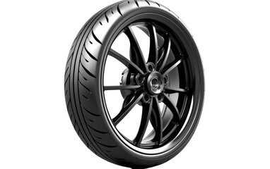 Obraz premium Close Up of Motorcycle Tire. The textured rubber tread is prominent with intricate patterns and grooves The tire appears new and well maintained on a White or Clear Surface PNG Transparent Background.