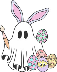 Cute ghost easter bunny clipart