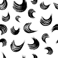 Obraz premium Seamless pattern with black wavy grunge brush strokes