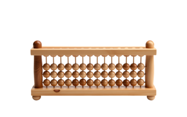 Wooden Abacus. A wooden abacus is showcasing its traditional design and functionality for counting and math activities. on a White or Clear Surface PNG Transparent Background.