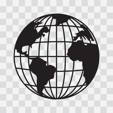 Earth silhouette icon, Globe Icon, symbol, World icon, planet vector. Globe icon with map vector. Earth, globe icon with stroke. Earth logo. Line earth globe icons silhouette. Abstract globe icon. 