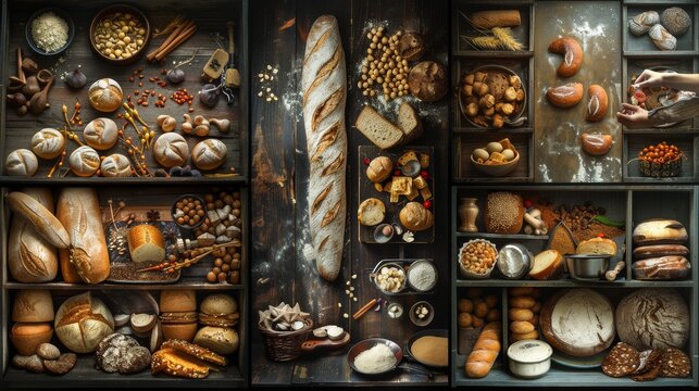 This panoramic image is a collage highlighting the ancient, artisanal art of baking.