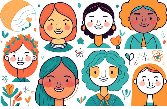 group image illustration of women, international women's concept for