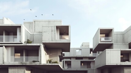 Brutalism skyscraper. Urban architecture, modernist design, towering structure, architectural landmark, brutalism, city skyline, industrial. Generated by AI.