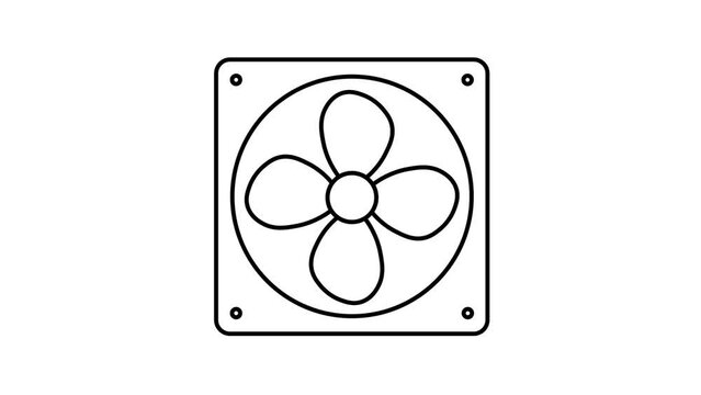 Electric mechanical ventilator icon animation. Exhaust fan with rotaing blades. 
