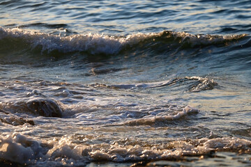Bright blue sea surface, close-up.