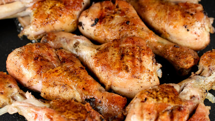 Process fry chicken legs on grill