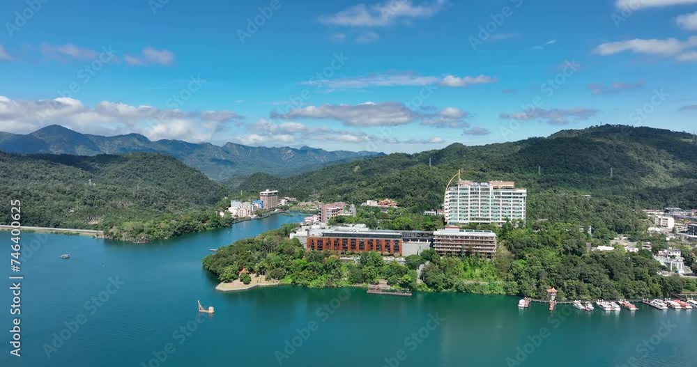 Wall mural Drone fly over sun moon lake in Taiwan