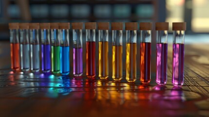 bunte Reagenzgläser im Chemieunterricht