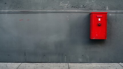 Red mail box on concrete