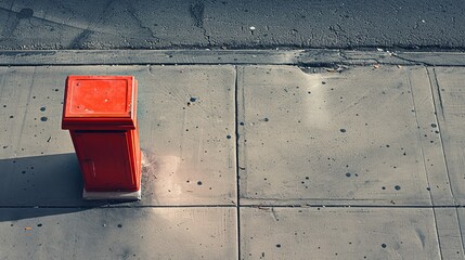 Red mail box on concrete