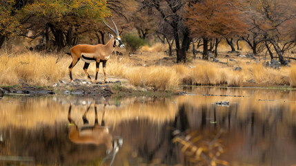 Naklejka na ściany i meble A blesbok antelope (Damaliscus pygargus).