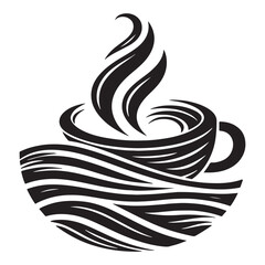 Black coffee mug - logo sticker