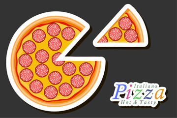 Illustration on theme big hot tasty pizza to pizzeria menu