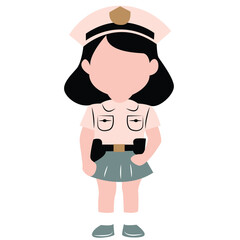 cute cartoon police girl ai generative