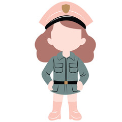 cute cartoon police girl ai generative
