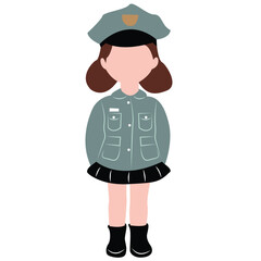 cute cartoon police girl ai generative